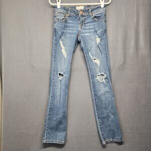 BKE Jake Jeans Teen/Junior 3 Blue Distressed Cotton Blend Stretch Slim Straight